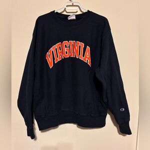Vintage Champion Reverse Weave VIRGINIA  Sweatshirt Size Large Dark Blue